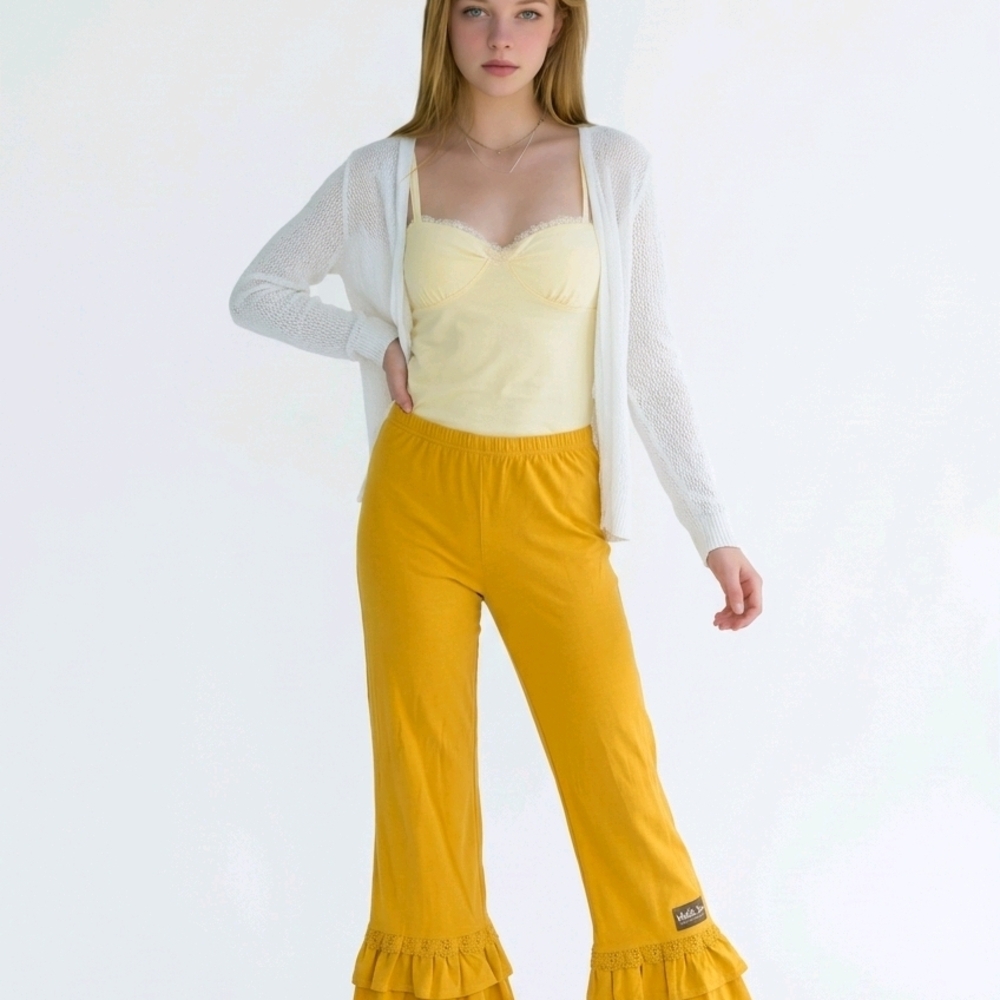Matilda Jane Mustard Ruffle Hem Ankle Pants